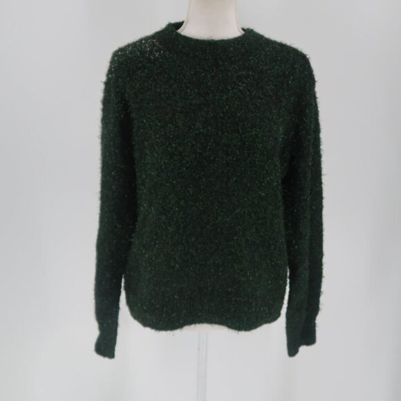 H&M Women's Green Sparkly Shaggy Style Sweater Size XS - Picture 1 of 10